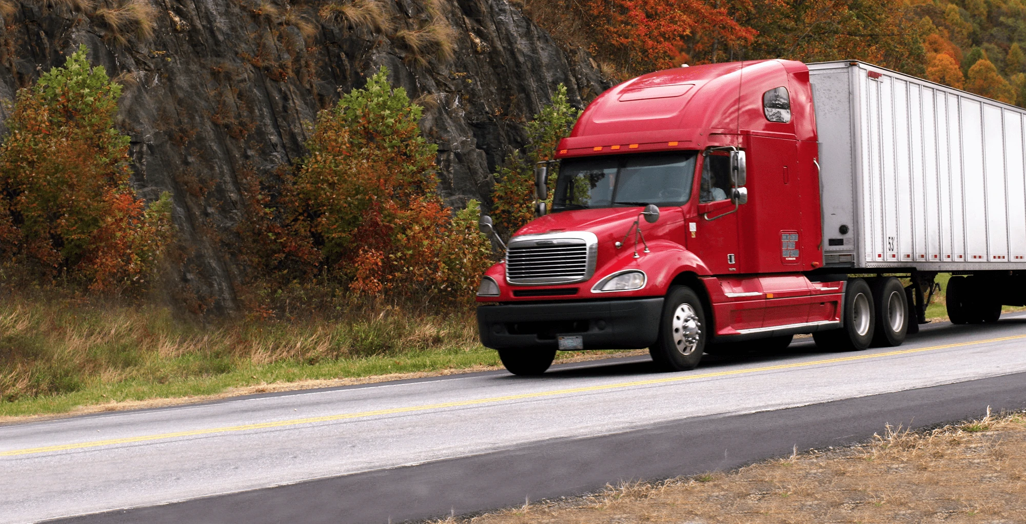 Red truck passing Red truck passing